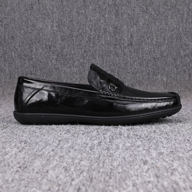 纯皮男鞋2025春秋新款潮流豆豆鞋男一脚蹬素面懒人休闲日常驾车鞋