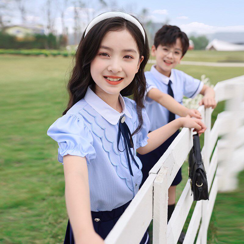 幼儿园园服夏装英伦学院风儿童班服毕业照服装夏季小学生校服套装