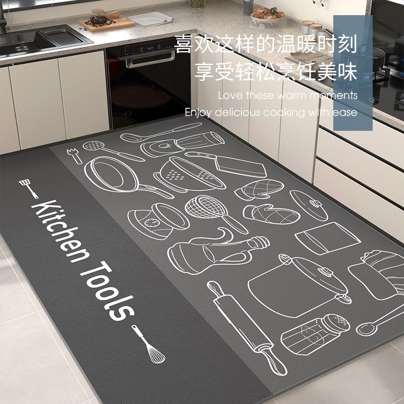 厨房地垫防滑防油可擦免洗pvc吸油防水脚垫2024新款皮革整铺地毯