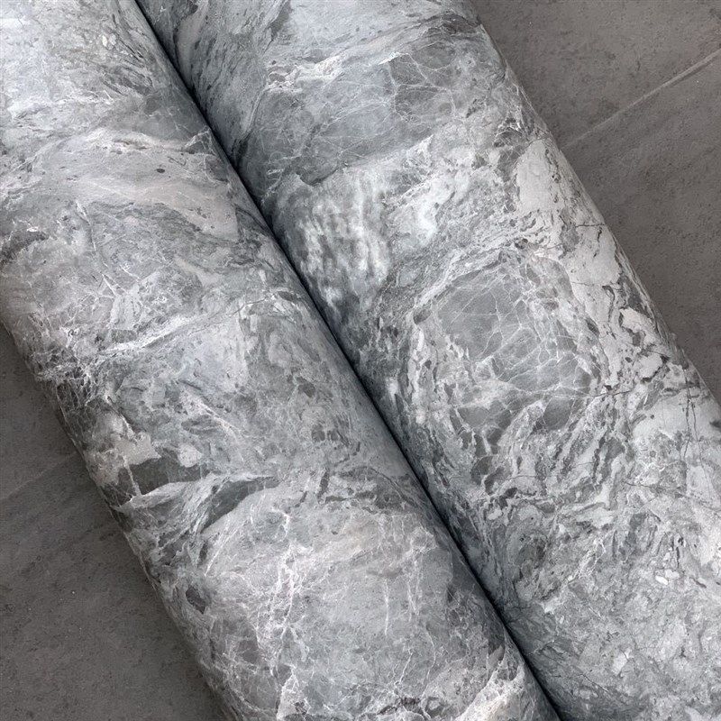 特厚导气槽哑光大理石纹自粘墙纸背景墙壁纸装饰贴膜展柜波音软片