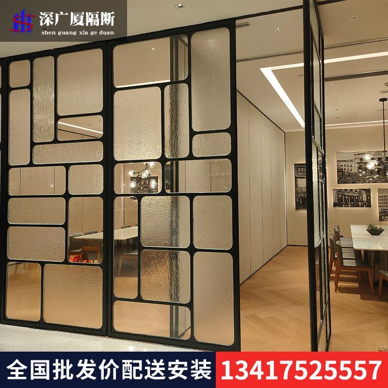 深圳舞蹈教室可移动隔断门镜子墙瑜伽馆吊轨折叠屏风活动隔断