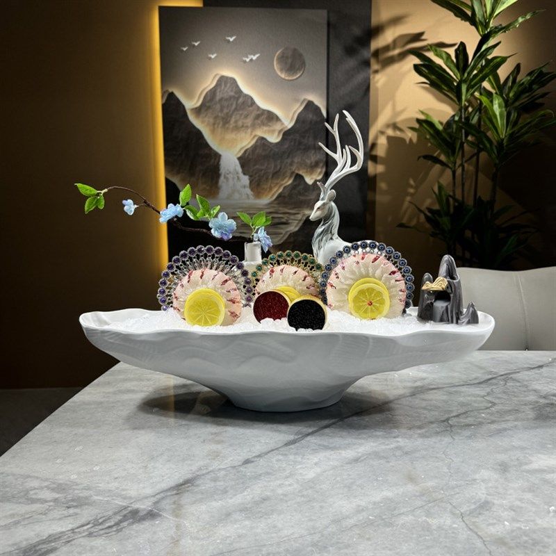 高端密胺刺身盘海鲜姿造冰盘三文鱼专用干冰盘海鲜拼盘鱼生鱼雕盘,餐饮具,盘,淘宝优惠券,粉丝福利购,淘宝优惠卷