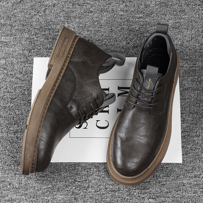 马丁靴男低帮秋季2024新款春秋男鞋软底男士马丁鞋子工装皮鞋男款
