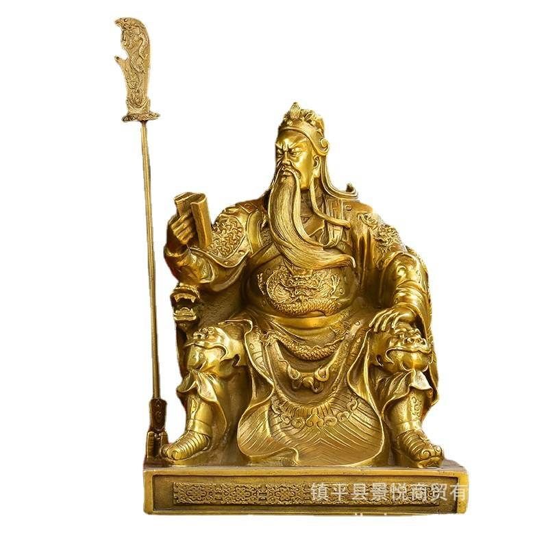 铜关公铜像摆件坐关公看书关公车摆件大小号多款可选