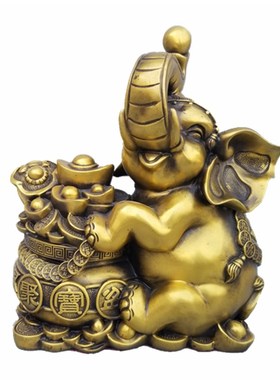 铜聚宝盆象铜大象金钱福字妙音铜工艺品摆件定做铜器
