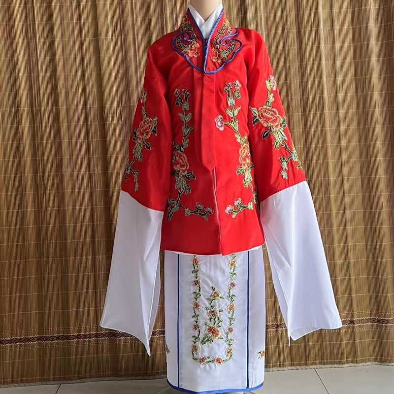 儿童小花旦戏服女对披水袖戏曲小姐青衣黄梅戏学生团体表演服京剧