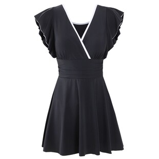 连体泳装 泳衣女泡温泉聚拢钢托遮肚肉显瘦保守平角2024年新款 裙式