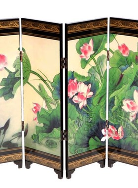 仿古漆器 仿古小屏风装饰摆件中国特色礼品送老外礼物 荷塘清趣