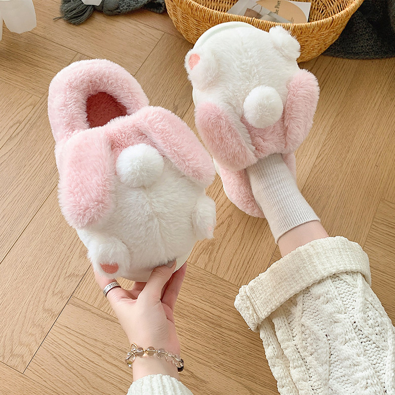 毛绒棉拖鞋女冬季包跟2024新款室内家I居防滑厚底保暖全包棉鞋冬