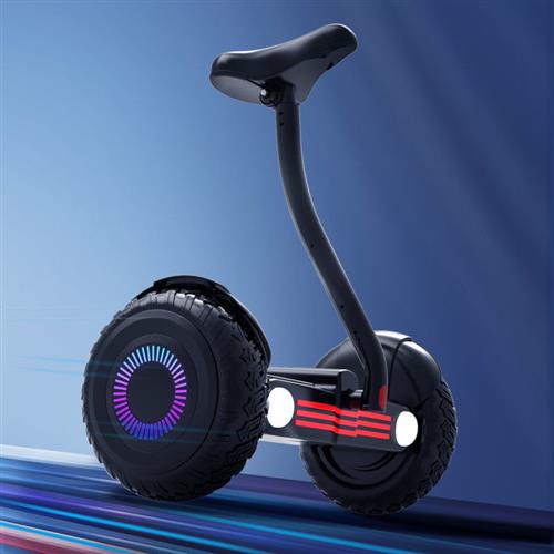 智能双轮儿童电动平衡车带扶杆两轮小学生10寸越野可坐平行车