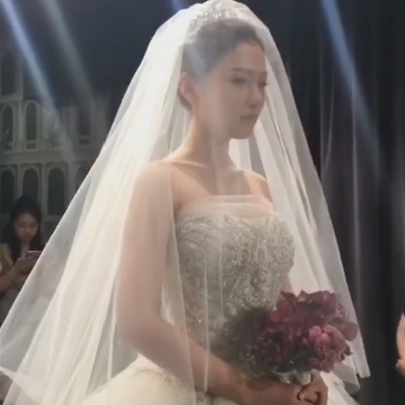 简约百搭长款素纱草坪婚礼教堂仪式纱新娘旅拍结婚头纱双层白色