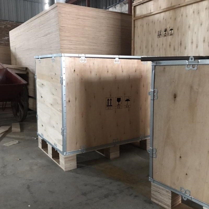 定制胶合板免熏蒸可拆卸钢带边卡扣折叠木箱包装航运输组装木箱