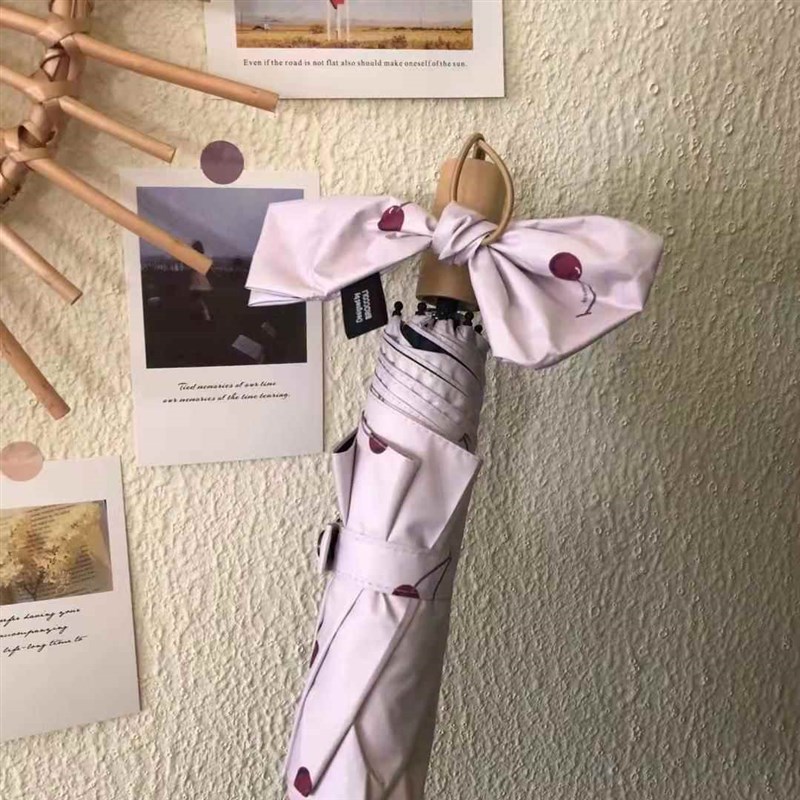 韩系ins三色堇l三折伞彩色圆点黑胶遮阳伞粉色爱心晴雨伞女士伞