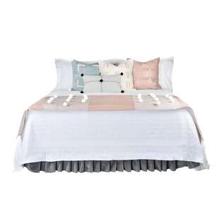 梵廊朵样板间床品多件套儿童女孩粉蓝毛球样板房软装 居家床上用