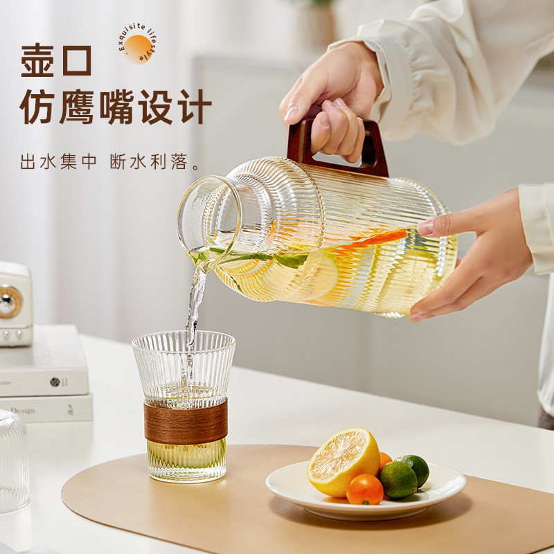 凉水壶玻璃耐高温大容量冷水壶家用夏季水瓶凉白开果茶水杯套装