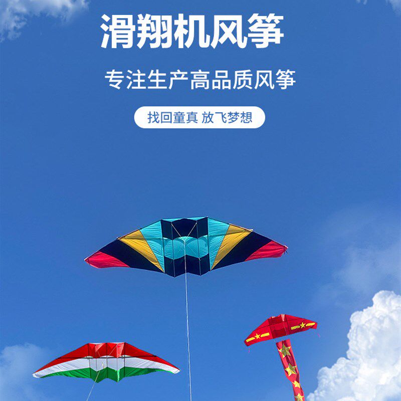 淘淘乐新款滑翔机风筝大型成人伞布风筝抗大风R微风易飞潍坊风筝