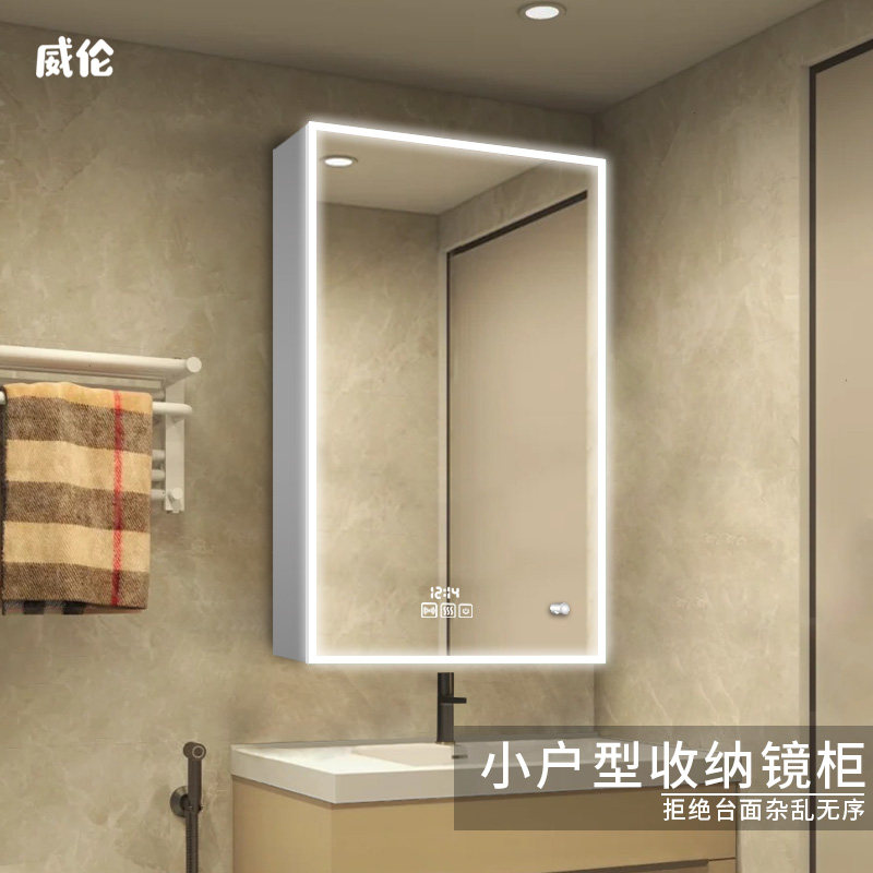 卫生间镜柜挂墙式小户型智能镜柜壁挂F小尺寸厕所单独加高收纳镜