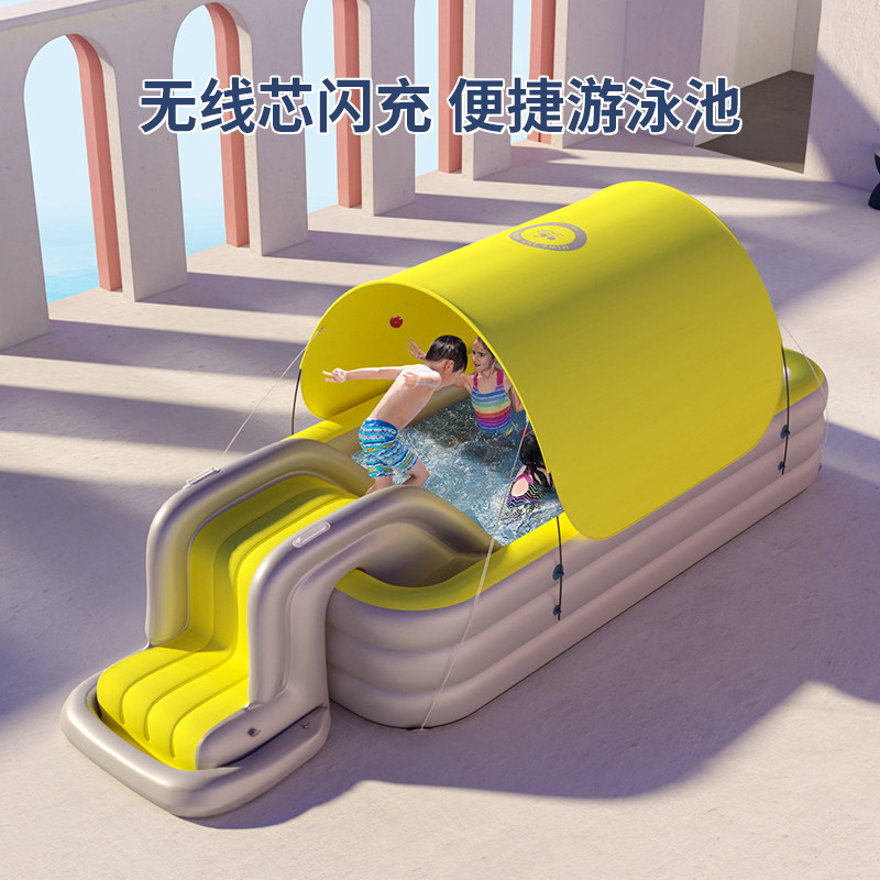 充气儿童游泳池小孩家庭用成人室内外洗澡大型R可折叠宝宝滑梯水