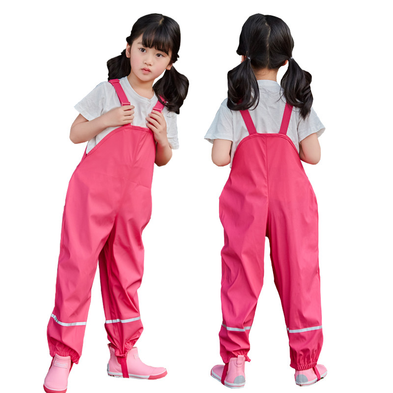 儿童雨裤单条连体背带防水春夏薄款学生幼儿园宝宝雨具玩水PU透气