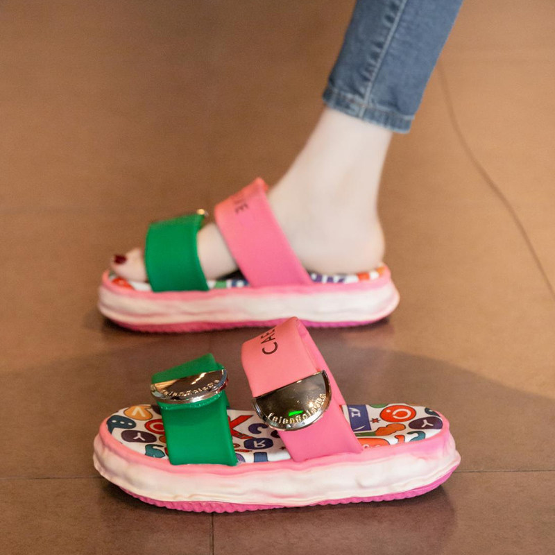 凉拖鞋女夏季外穿2024新款网红超火外出厚底沙滩凉鞋踩屎感一字拖,女鞋,一字拖,淘宝优惠券,粉丝福利购,淘宝优惠卷