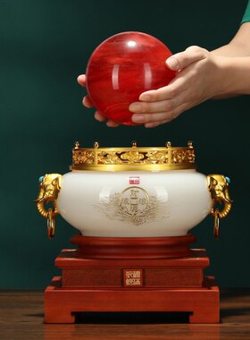 招财琉璃聚宝盆摆件聚财客厅办公室装饰品公司店铺开业礼品水晶球