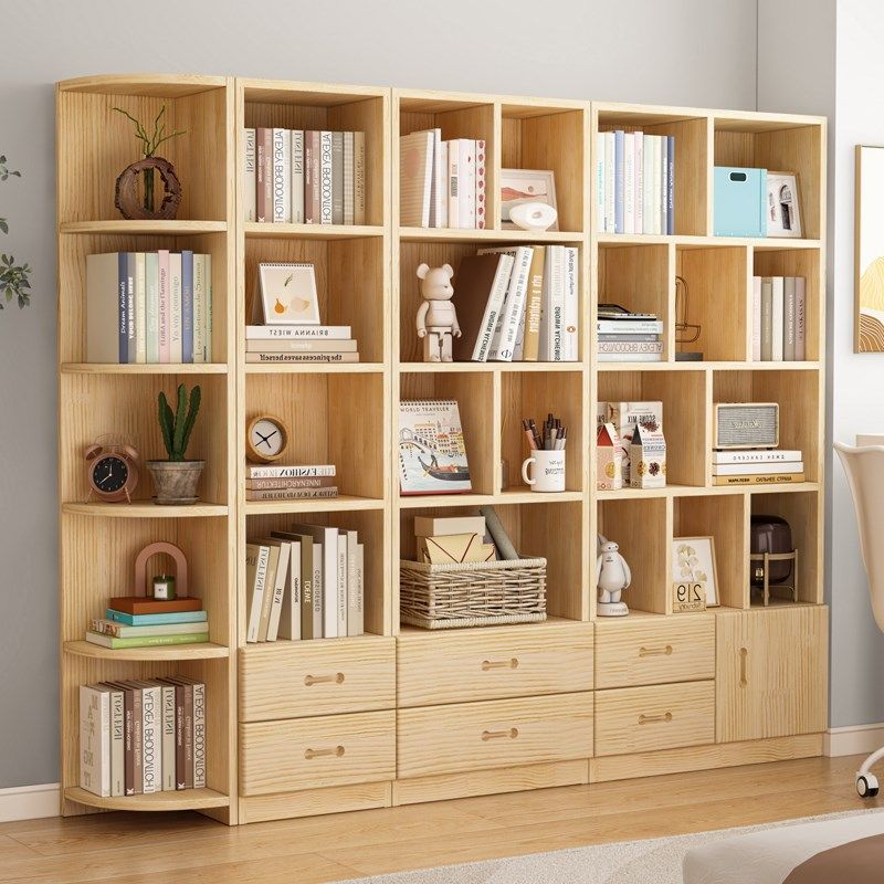 实木书柜落地靠墙客厅置物架子收纳架储物柜简约现代家用转角书架,住宅家具,单个书柜,淘宝优惠券,粉丝福利购,淘宝优惠卷