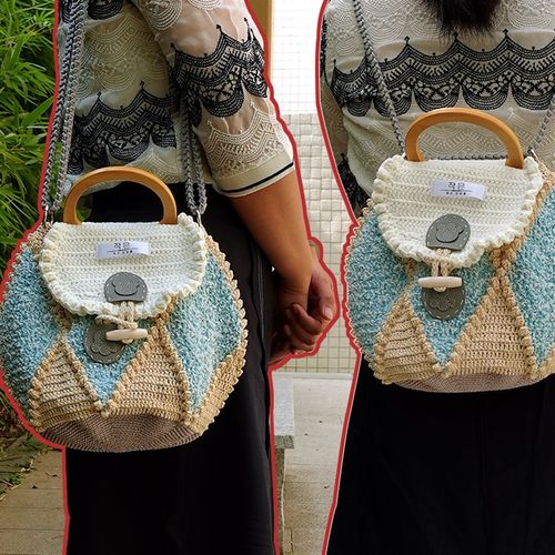 阿鱼手作 手工编织包包diy钩针材料包钩织双肩包单肩包手拎包