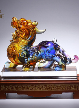古法琉璃貔貅招财摆件一对守财镇宅公司办公室客厅装饰品开业礼物