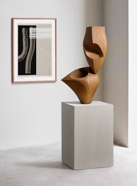 酒店样板间抽象艺术雕塑大型落地摆件展厅软装楼梯角落木雕装饰品