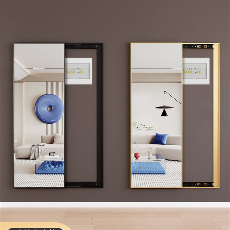 镜子推拉开合全身穿衣镜家用玄关客厅壁挂墙装饰可遮挡强弱电表箱