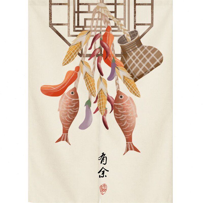 中式门帘隔断帘卧室厕所阳台镜帘布装饰布艺卫生间双开门连挂帘子