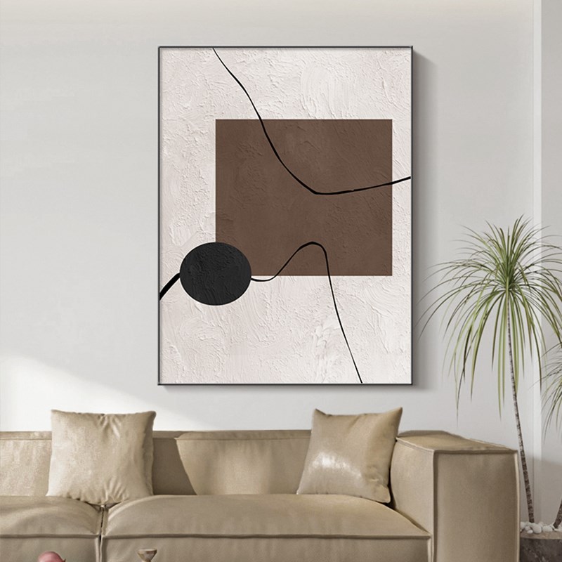 侘寂风极简沙发背景墙装饰画高级感客厅落地画抽象线条玄关挂画