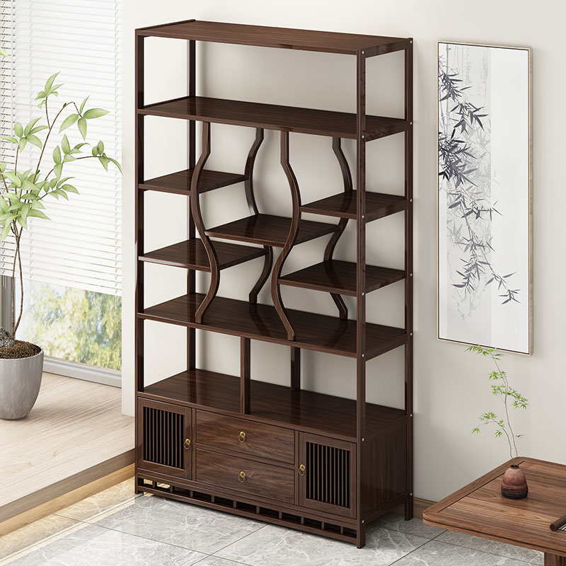 博古架实木中式茶柜置物架茶叶展示架茶室摆件收纳架茶桌茶具架子