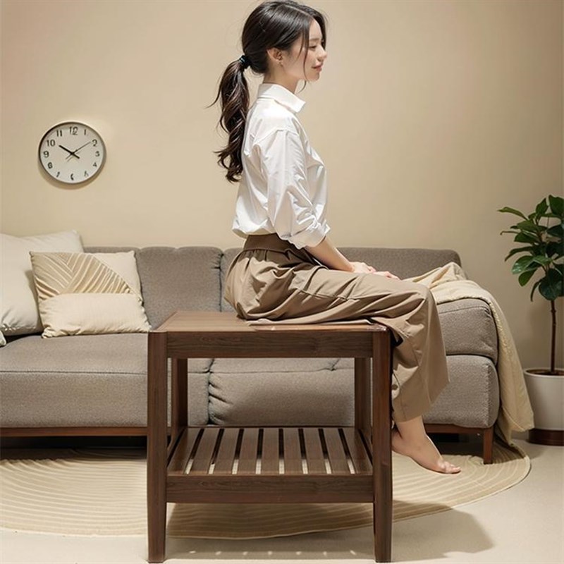 实木床头柜简约现代家用卧室中式正方形床头置物架小桌子2024新款