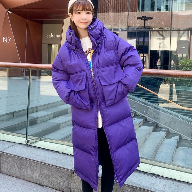 棉服女中长款2021新款韩版时髦羽A绒棉衣ins学生过膝棉袄面包服宽