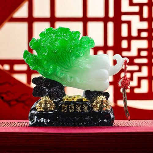 大号玉白菜摆件招财进宝玄关w电视酒柜店铺前台装饰品乔迁开业礼
