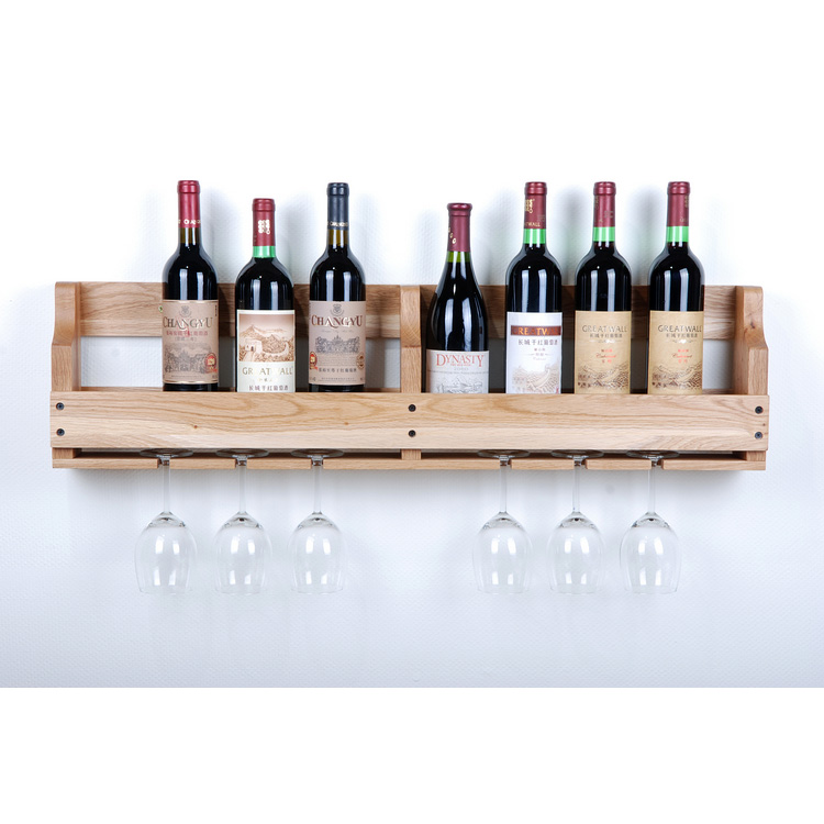 酒架壁挂挂杯挂墙橡木实木钉墙红酒葡萄酒原木色仿古色白色胡桃色