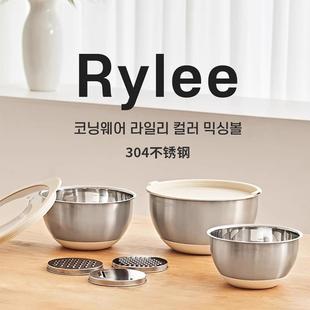 韩国304不锈钢洗菜盆家用烘培和面搅拌盆淘米盆沥水盆多功能刨丝
