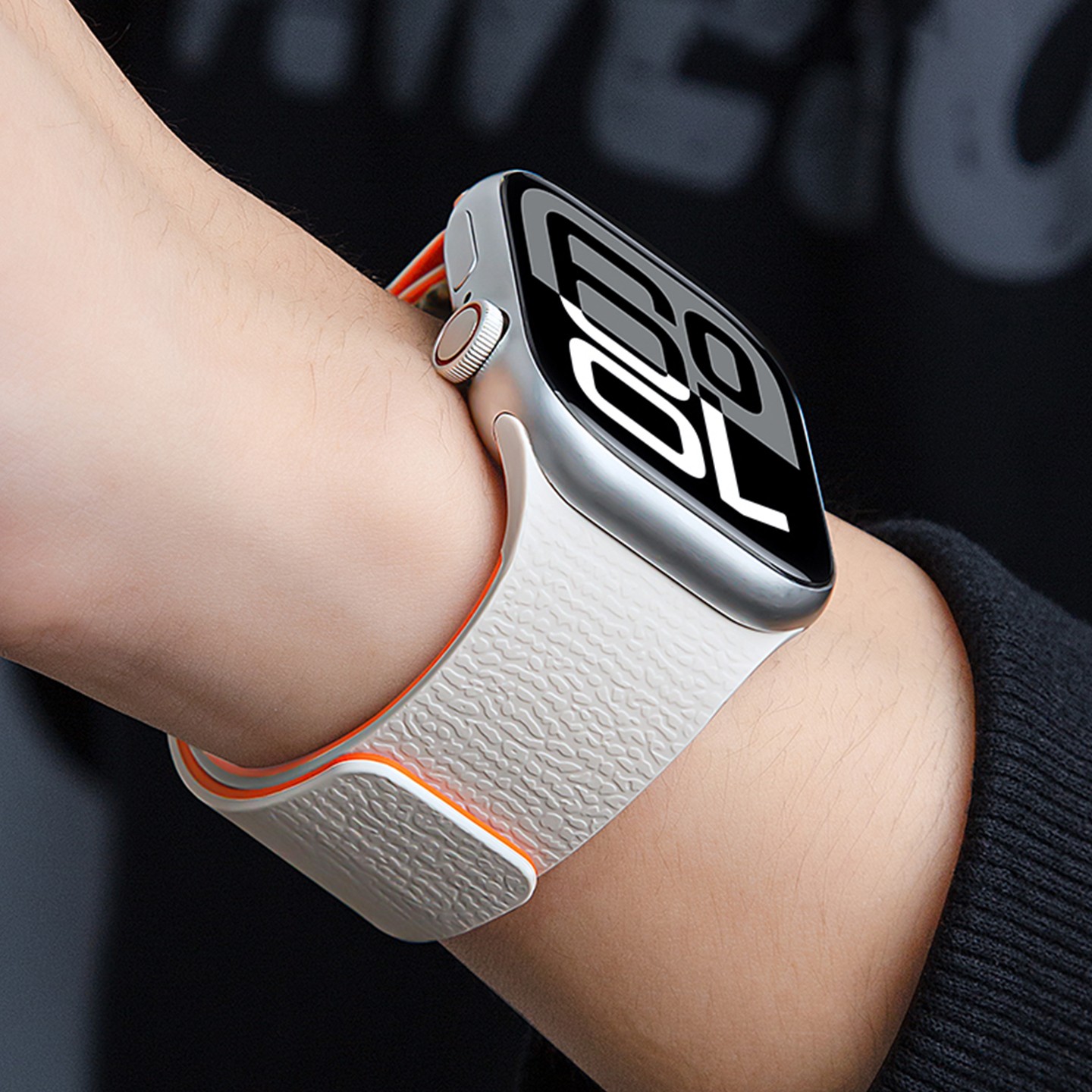 高级感荔枝纹iwatch液态硅胶表带