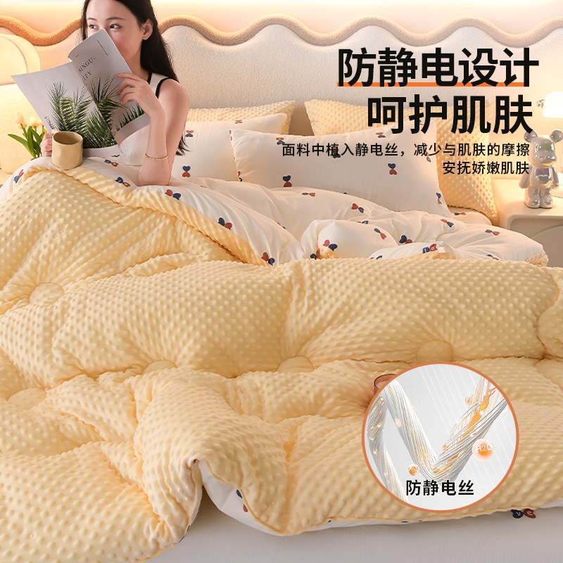 AB版豆豆绒被子2023新款冬季加厚棉被冬被宿舍学生单双人保暖被芯