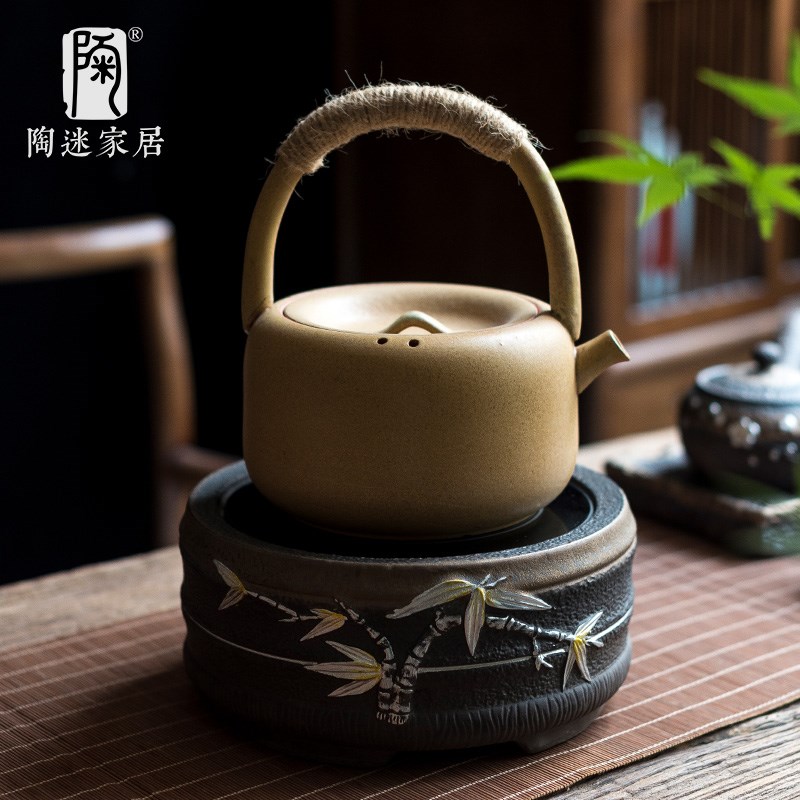 陶迷鎏金釉提梁壶超大容量陶瓷烧水壶家用电陶壶专用凉水壶煮茶壶