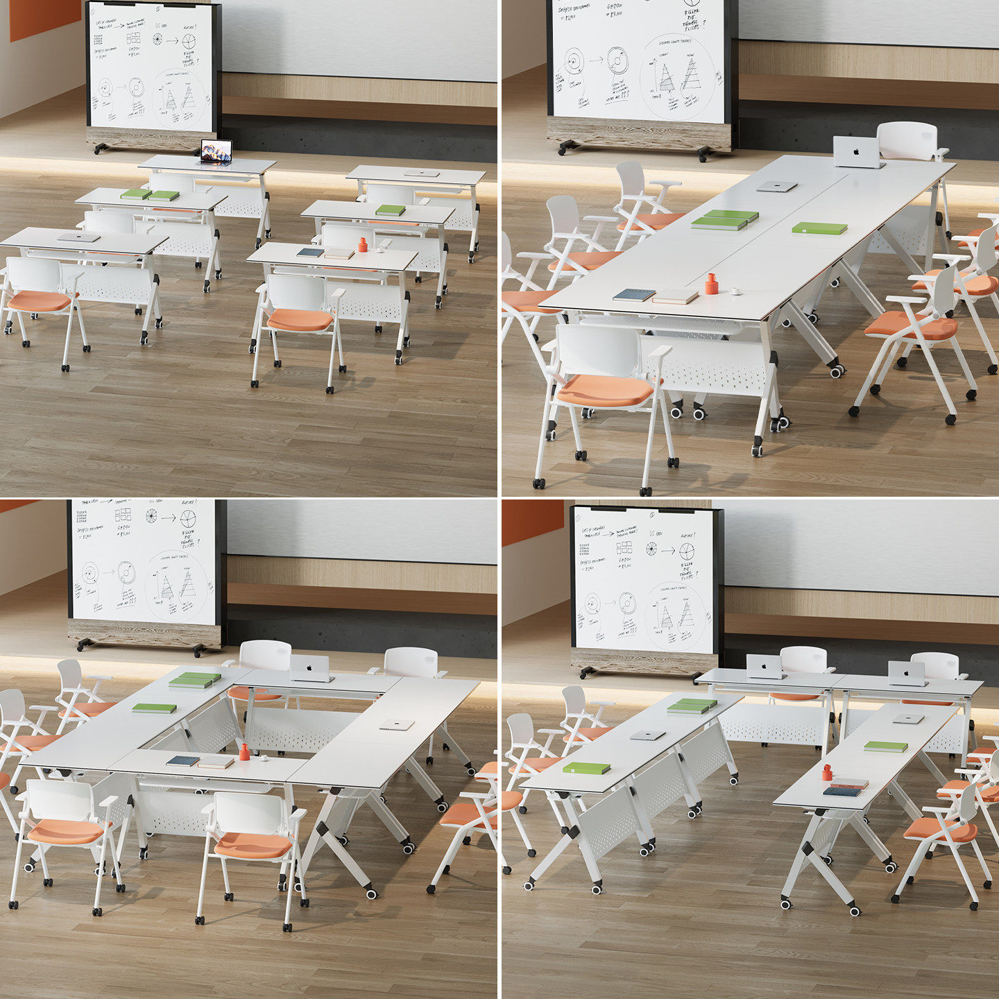 折叠培训桌桌椅组合办公会议桌多功能可移动拼接长条桌课室员工桌