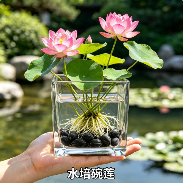 碗莲种七彩五颜六色水培花卉水养四季莲花荷花种莲藕绿植水培莲子