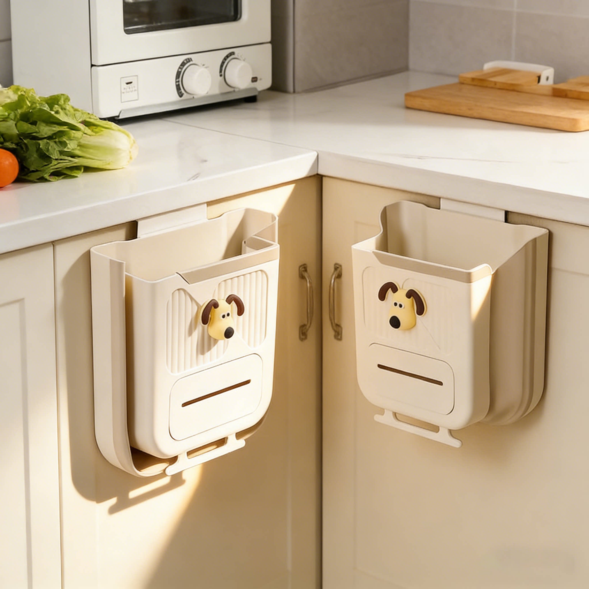 高颜值壁挂式厨房垃圾桶家用橱柜门可折叠收纳桶桌面垃圾桶大容量