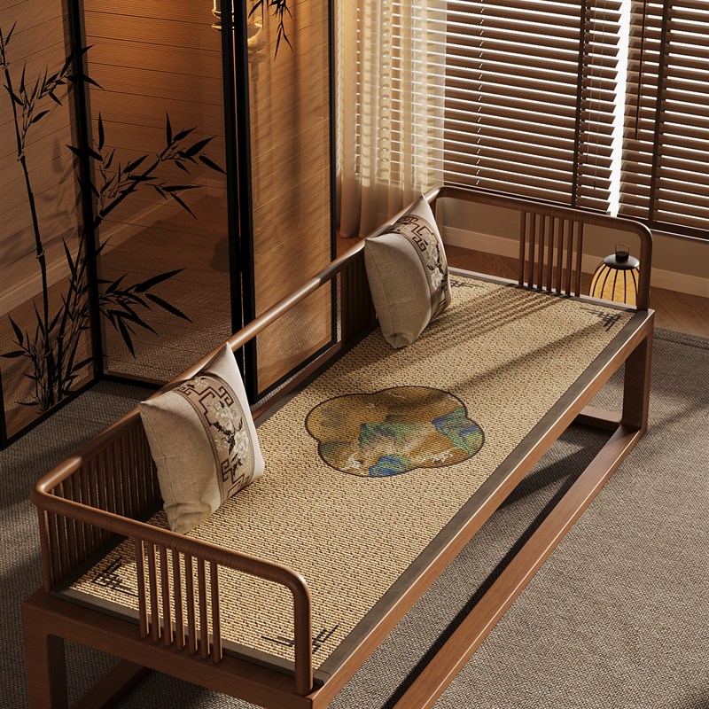 2025新款竹编沙发垫夏季凉席椅垫新中式防滑凉席U垫榻榻米垫飘窗