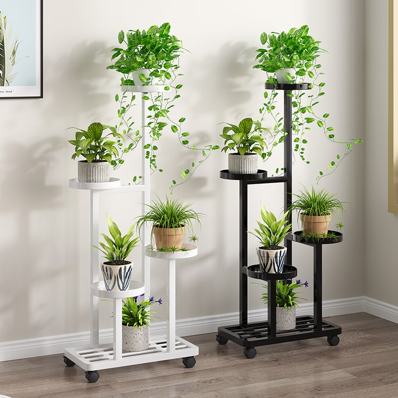 花架子客厅落地式可移动花架置物架阳台花盆托架铁艺绿萝2Z025新