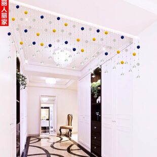 珠帘水晶隔断帘子免打孔藤球门帘家用挂帘客厅卧室卫生间挂饰新款