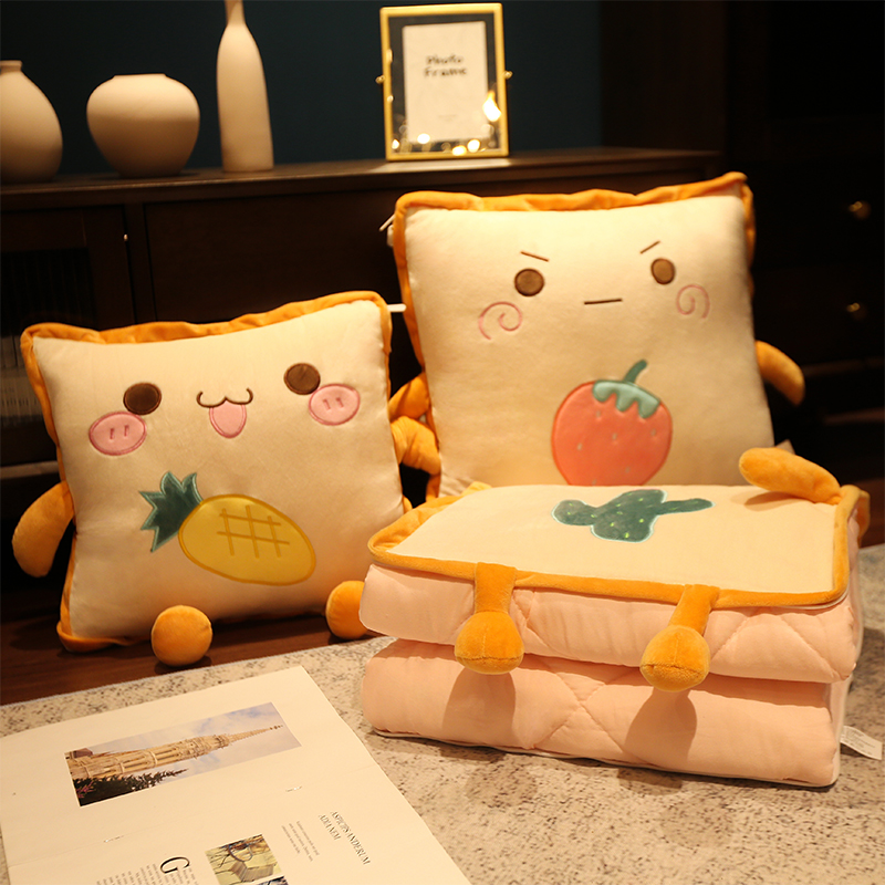 抱枕被子c两用办公室午睡枕头折叠毯子二合一汽车靠枕车用四季通