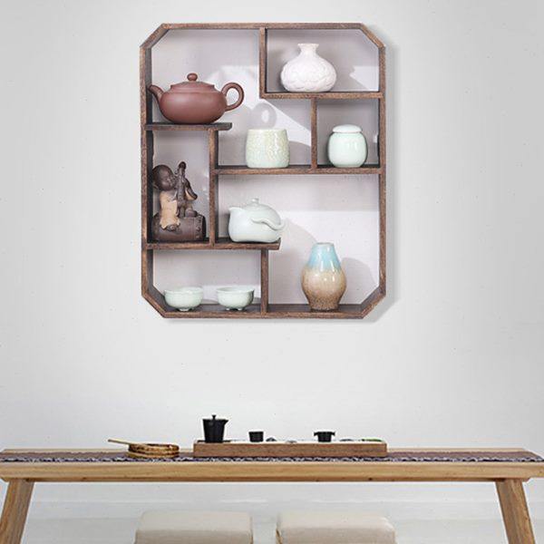 实木茶杯架壁挂展示架多宝格博古架小茶壶架紫砂壶架挂墙摆件茶柜