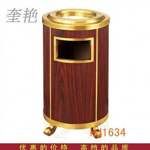 酒店房间门口落地摆设垃圾桶座地果皮箱黑桃木防火板喷漆